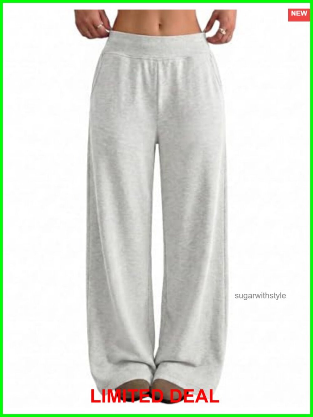 Wide Leg Cotton Blend Sweatpants High Waist Baggy Joggers with Pockets